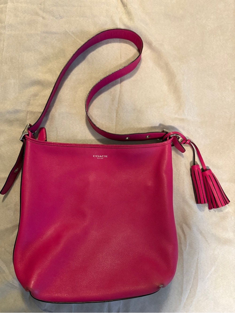 COACH Pink Leather Legacy Duffel Crossbody Bag with Tassel No hang tag